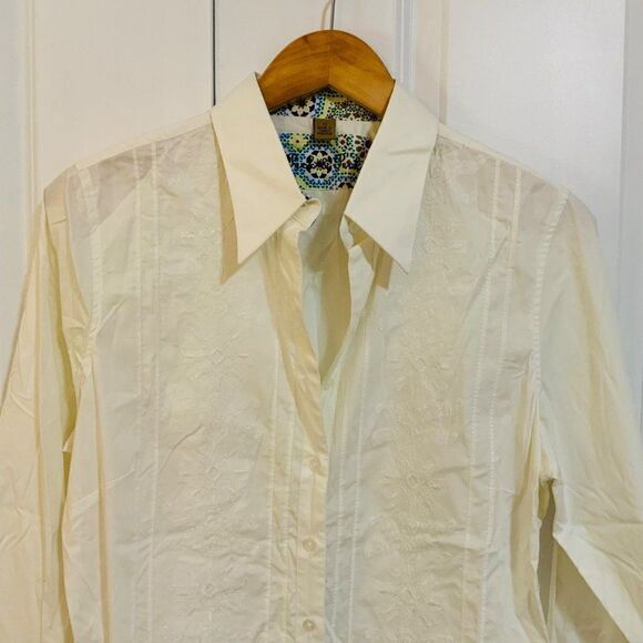 Peck & Peck White Embroidered Button Front Top Size 12 New - Picture 2 of 10